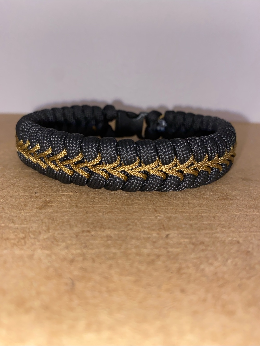Black and Gold Braided Paracord Bracelet - Men's Accessory